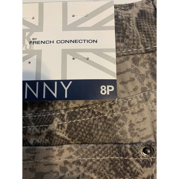 French Connection Python Animal Print Gray Beige Skinny Pants Stretch New 8P - Picture 8 of 8